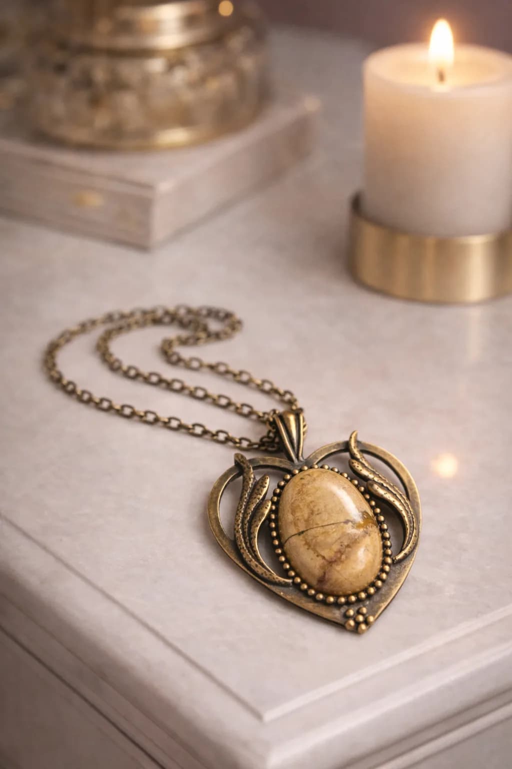 Collier Cœur d’Horizon – Jaspe Paysage Naturel - Ancrage et Sérénité