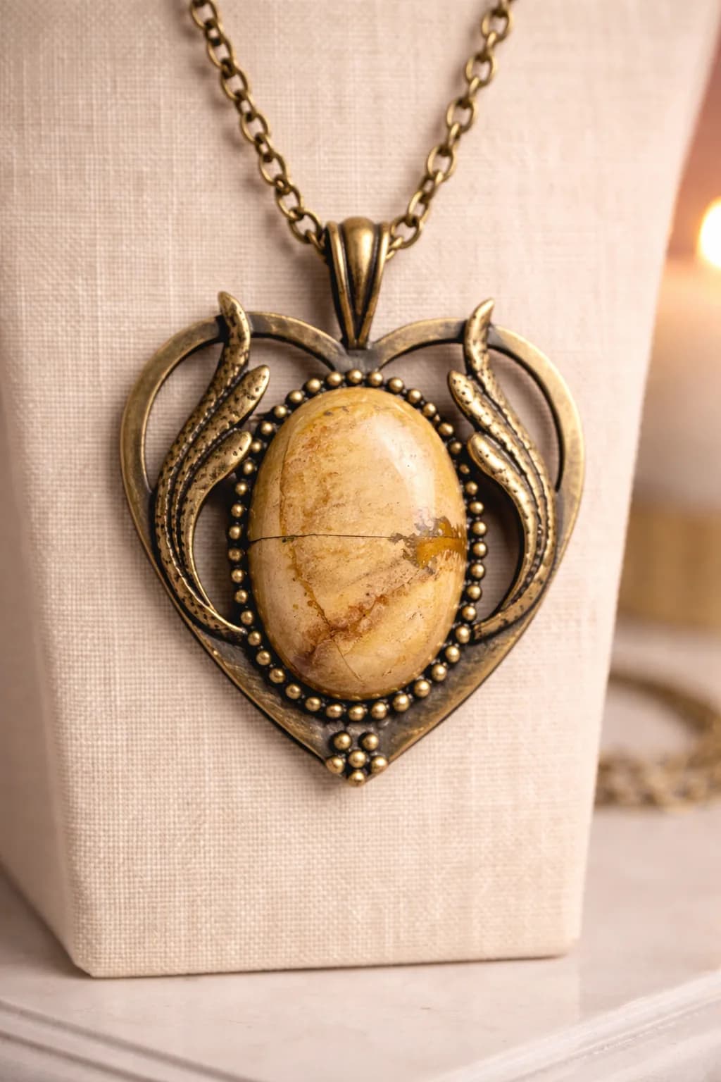 Collier Cœur d’Horizon – Jaspe Paysage Naturel - Ancrage et Sérénité