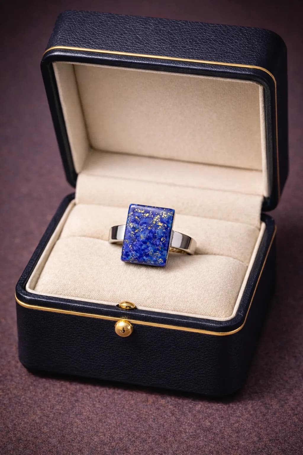 Bague Éclat Royal – Bague Ajustable en Lapis Lazuli & Acier Inoxydable
