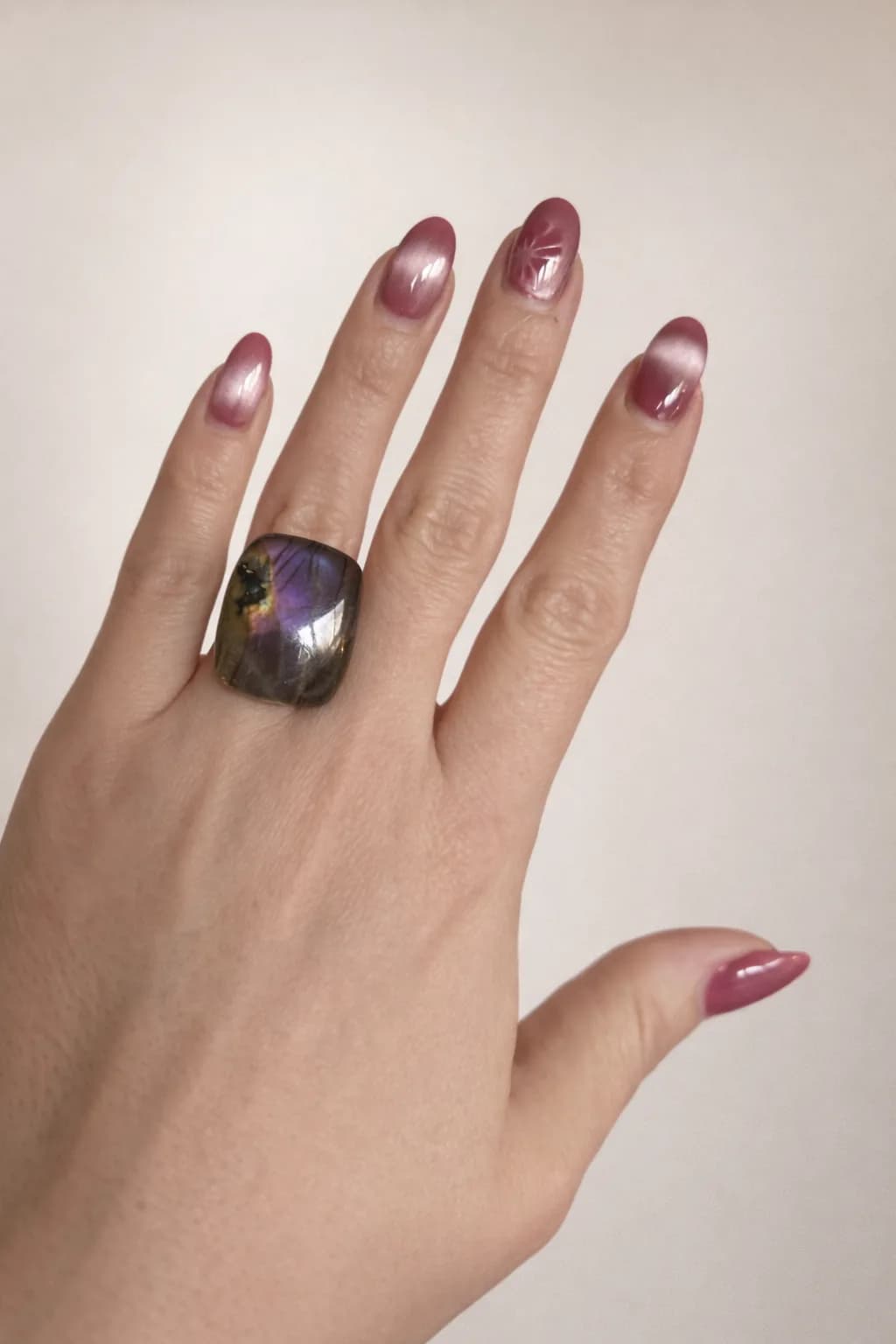 Aurore Boréale – Bague Labradorite & Acier Inoxydable Ajustable