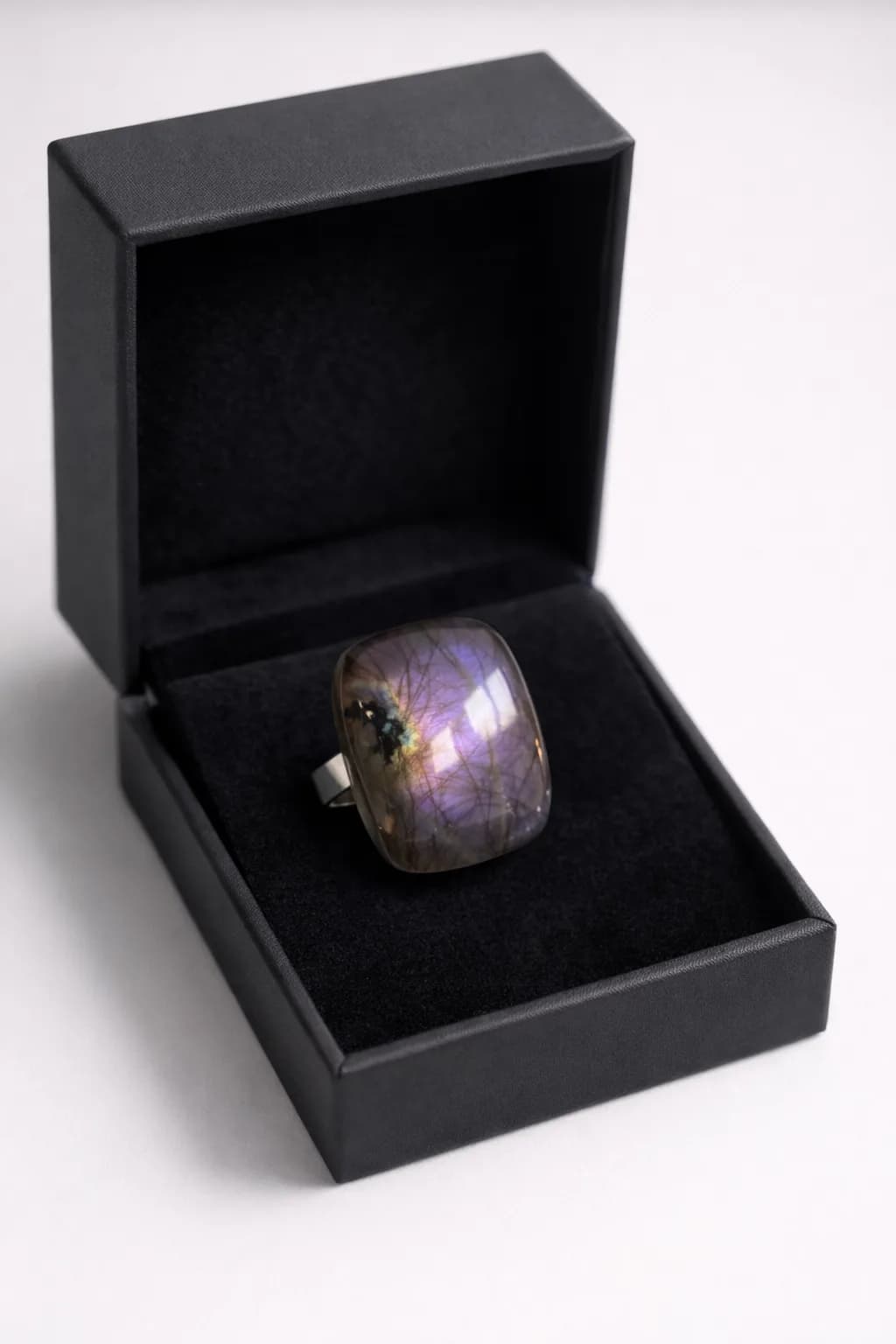 Aurore Boréale – Bague Labradorite & Acier Inoxydable Ajustable
