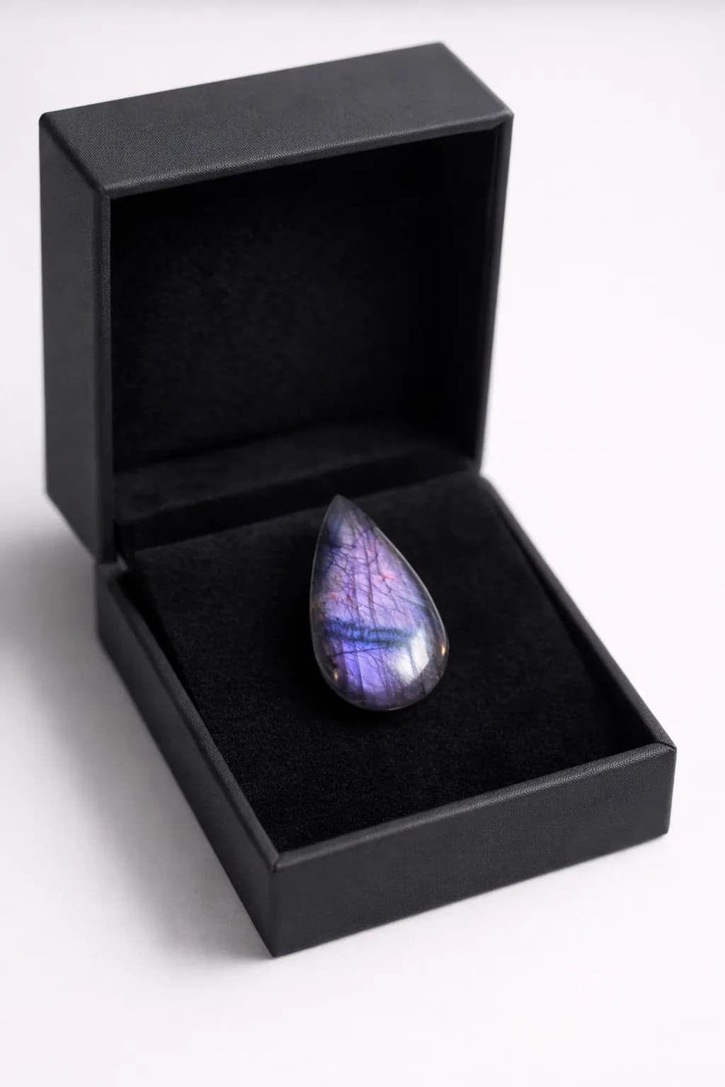 Éclat Profond – Bague Labradorite Goutte & Acier Inoxydable Ajustable