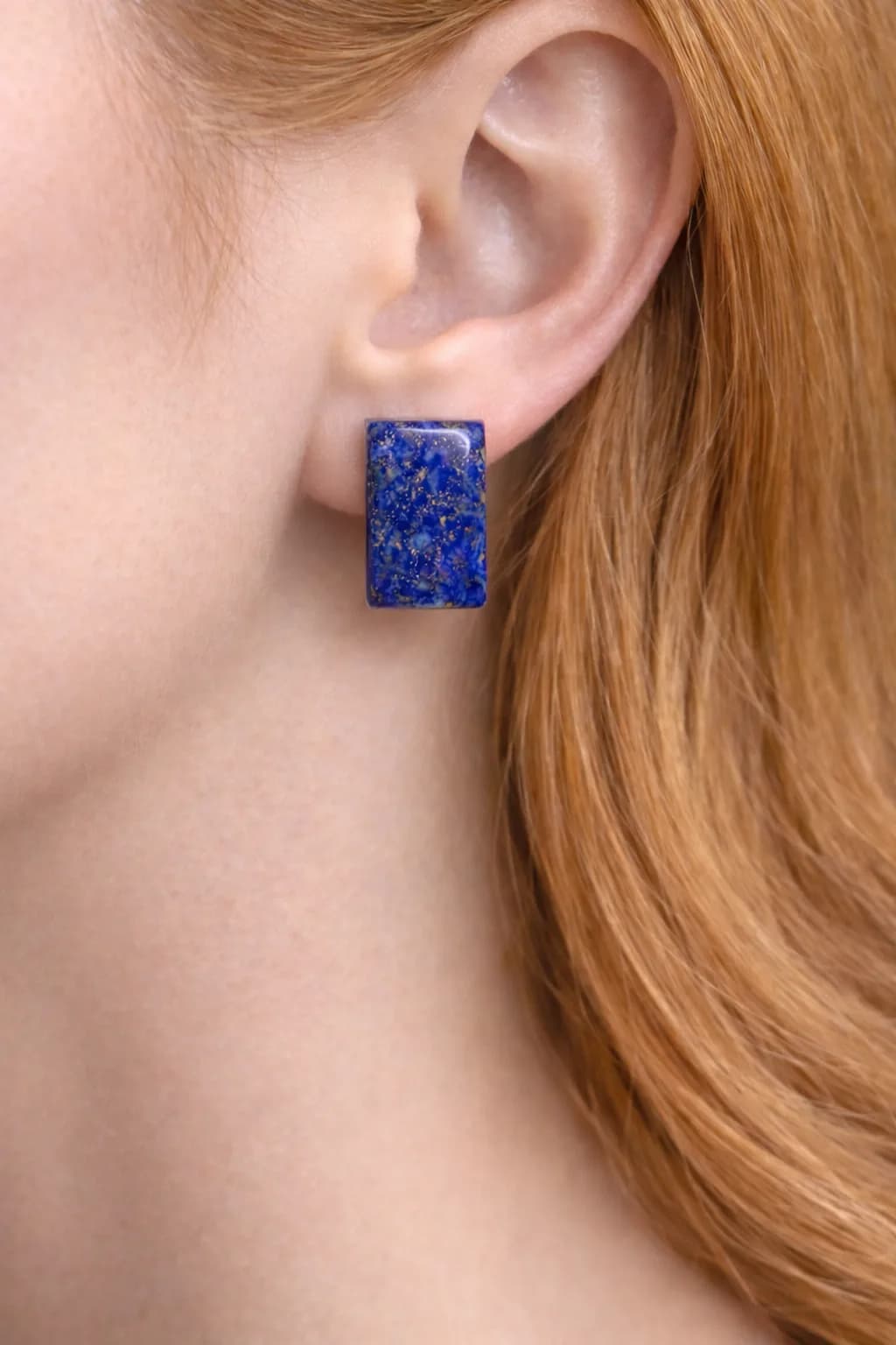 Boucles d’Oreilles Rectangulaires en Lapis lazuli – Bleu Profond & Éclat Doré