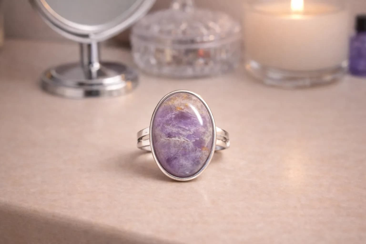 Bague Améthyste - ajustable