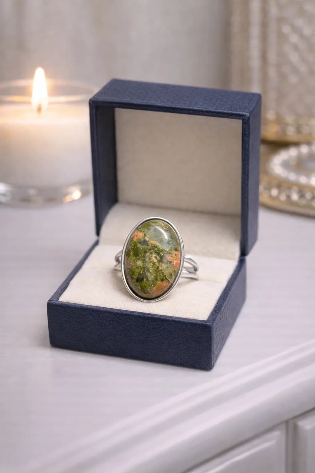 Bague Ovale en Unakite