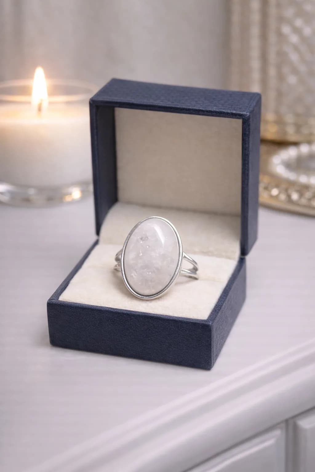 Bague Ovale en Quartz Rose