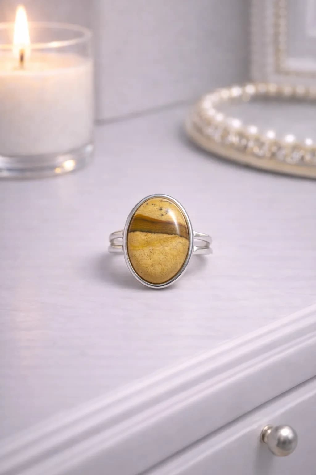 Bague Ovale en Jaspe Paysage