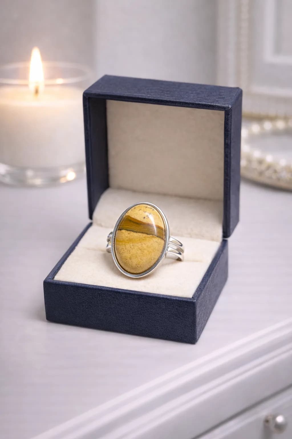 Bague Ovale en Jaspe Paysage