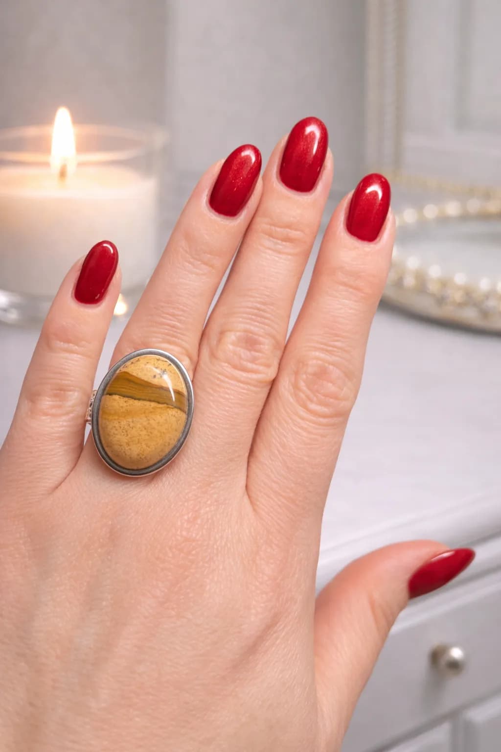 Bague Ovale en Jaspe Paysage