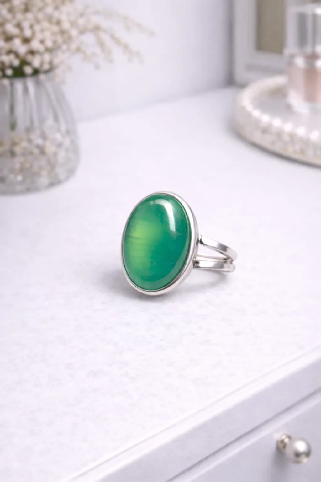 Bague Agate Verte – Élégance & éclat profond