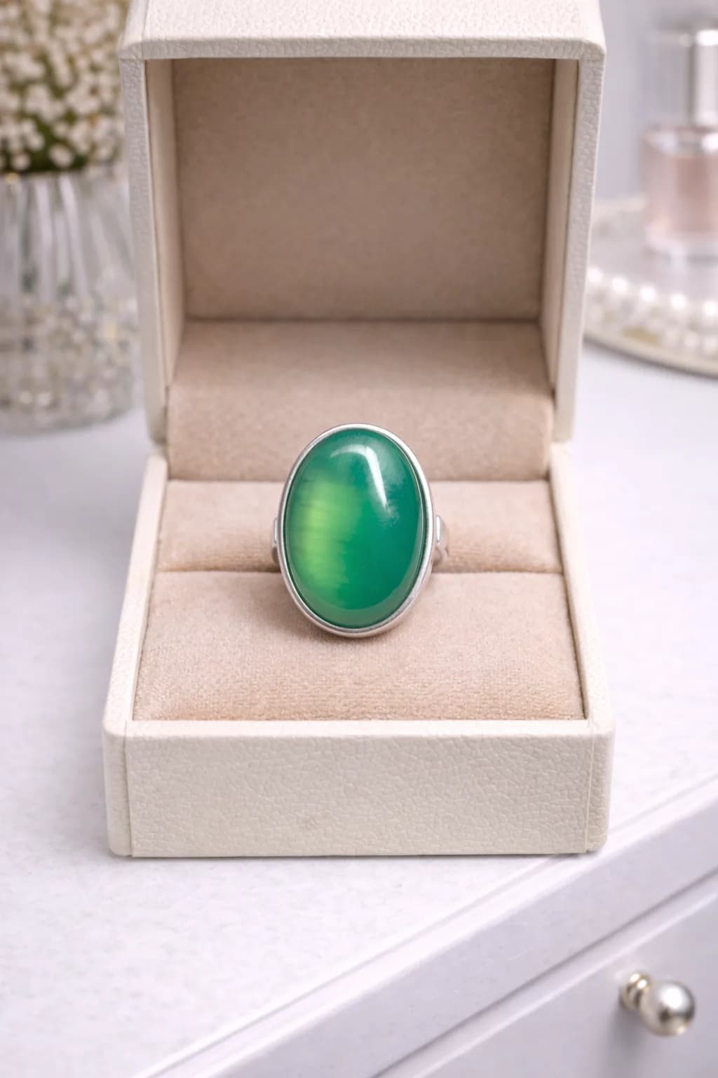 Bague Agate Verte – Élégance & éclat profond