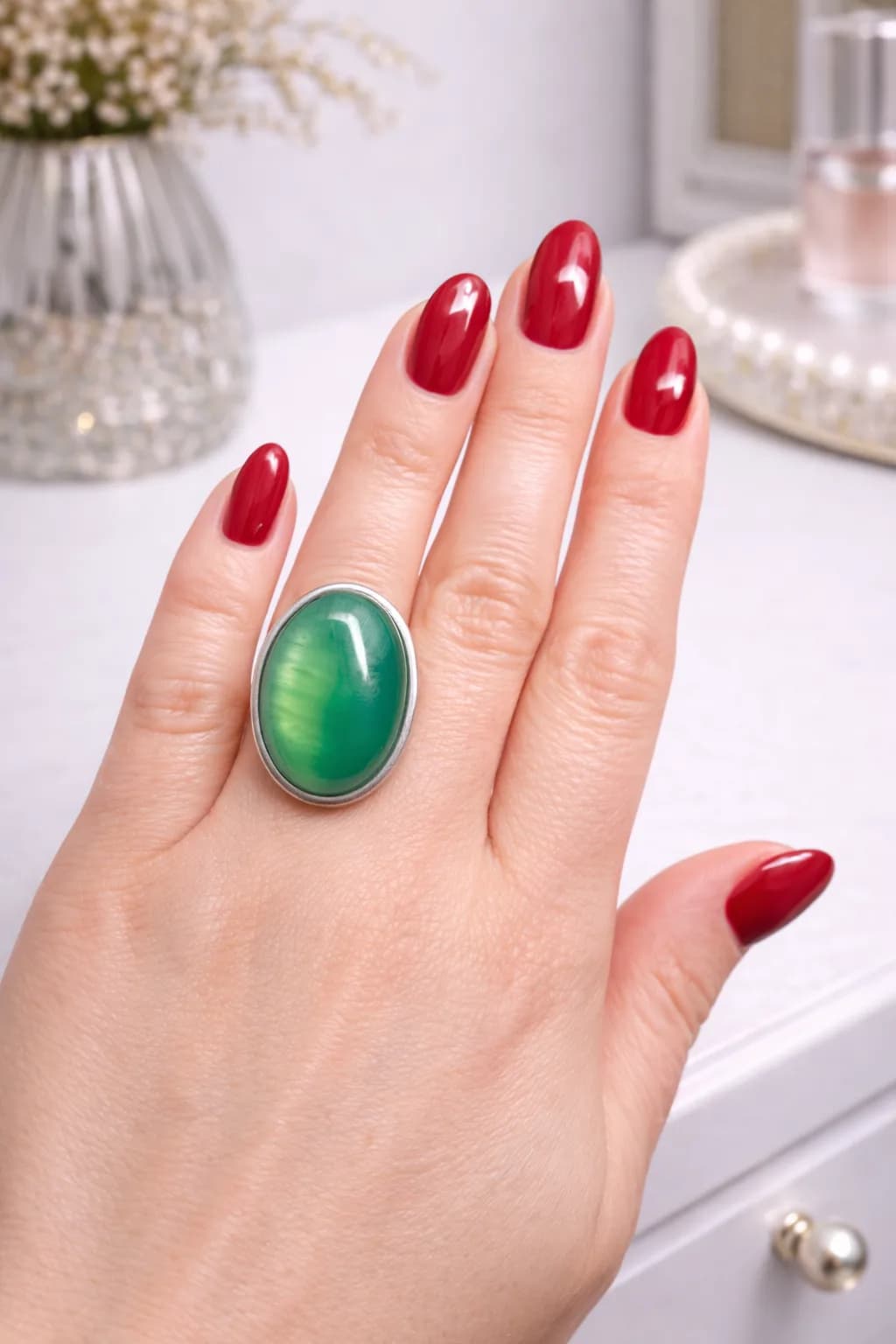 Bague Agate Verte – Élégance & éclat profond