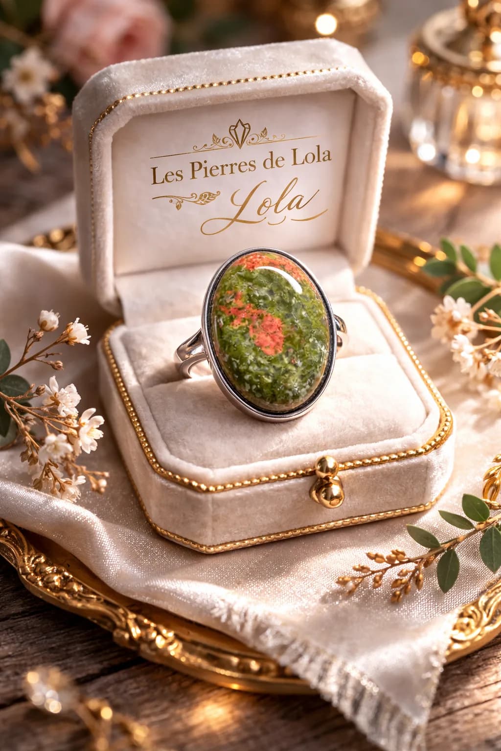 Bague en Unakite – Élégance naturelle & harmonie du cœur