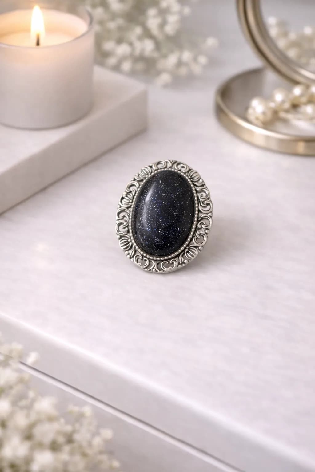 Broche Goldstone Blue Étoilée