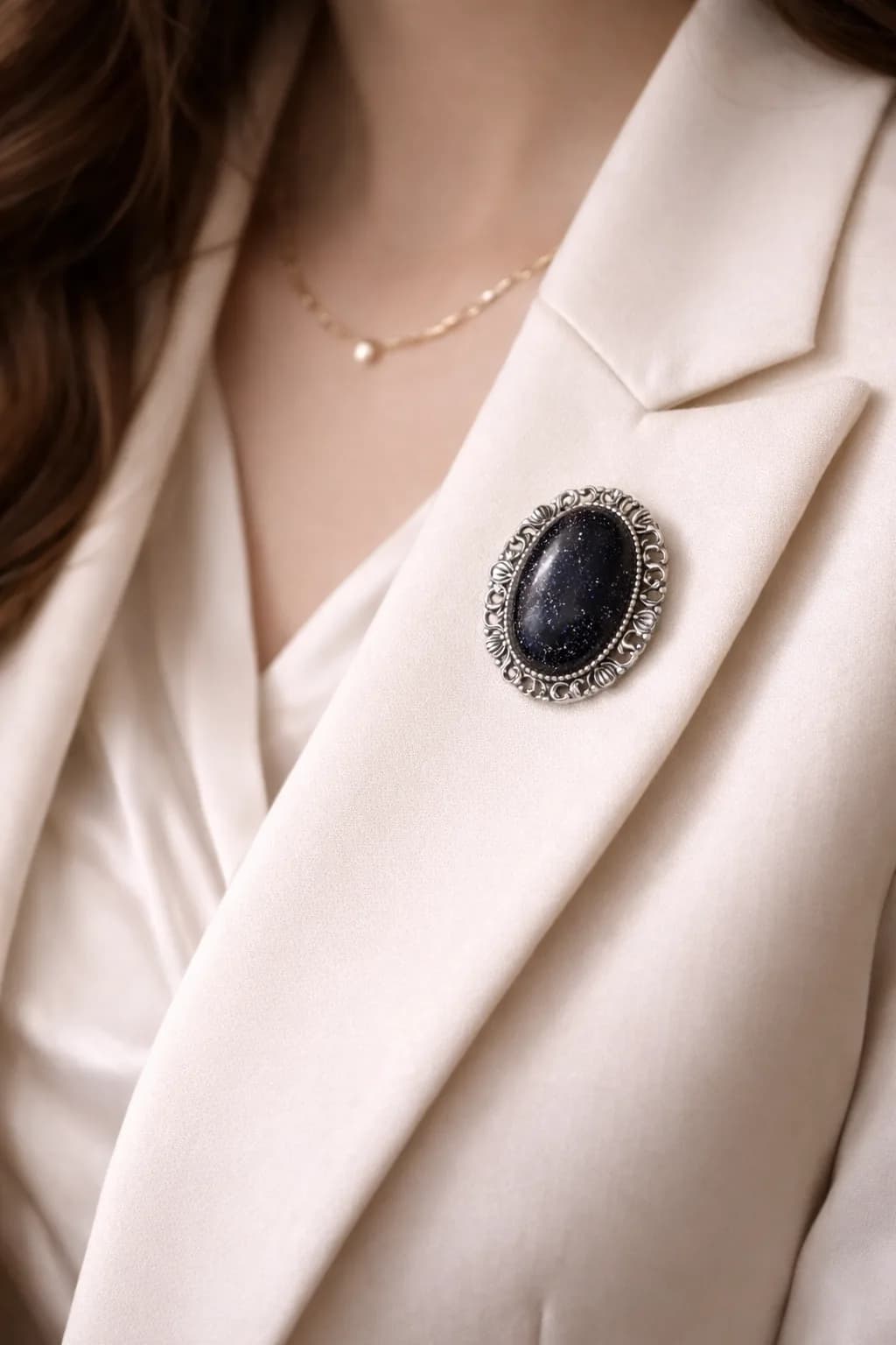 Broche Goldstone Blue Étoilée