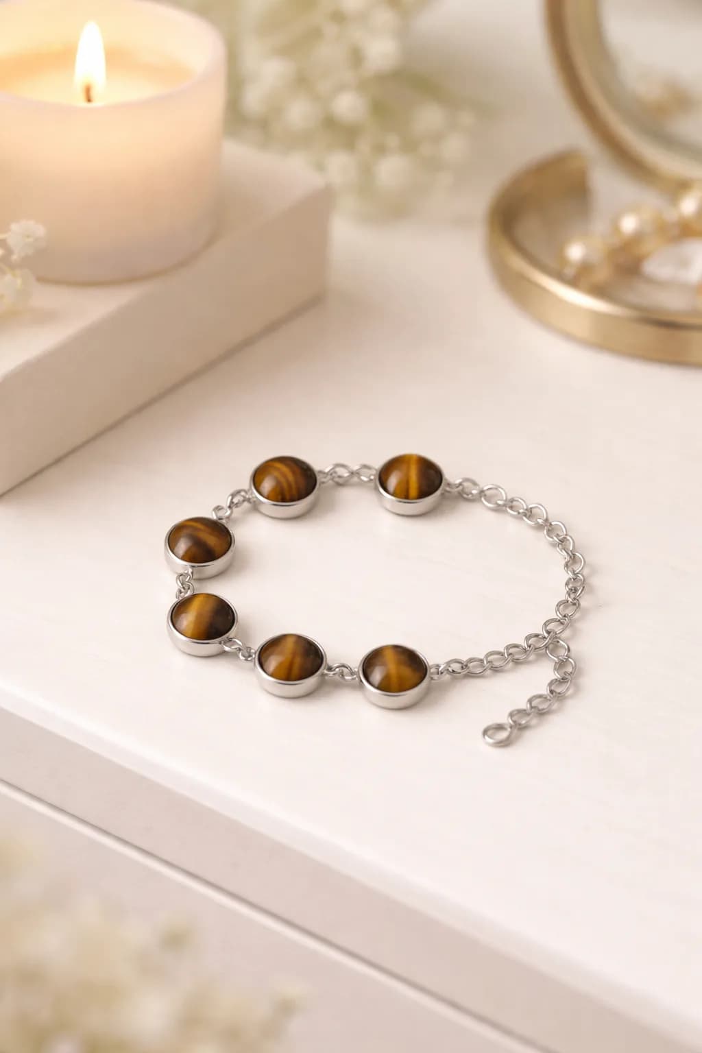 Bracelet Éclat Œil de Tigre – Force et Brillance Ajustable