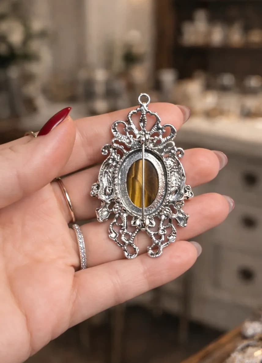 Broche Œil de Tigre - Élégance vintage & énergie naturelle