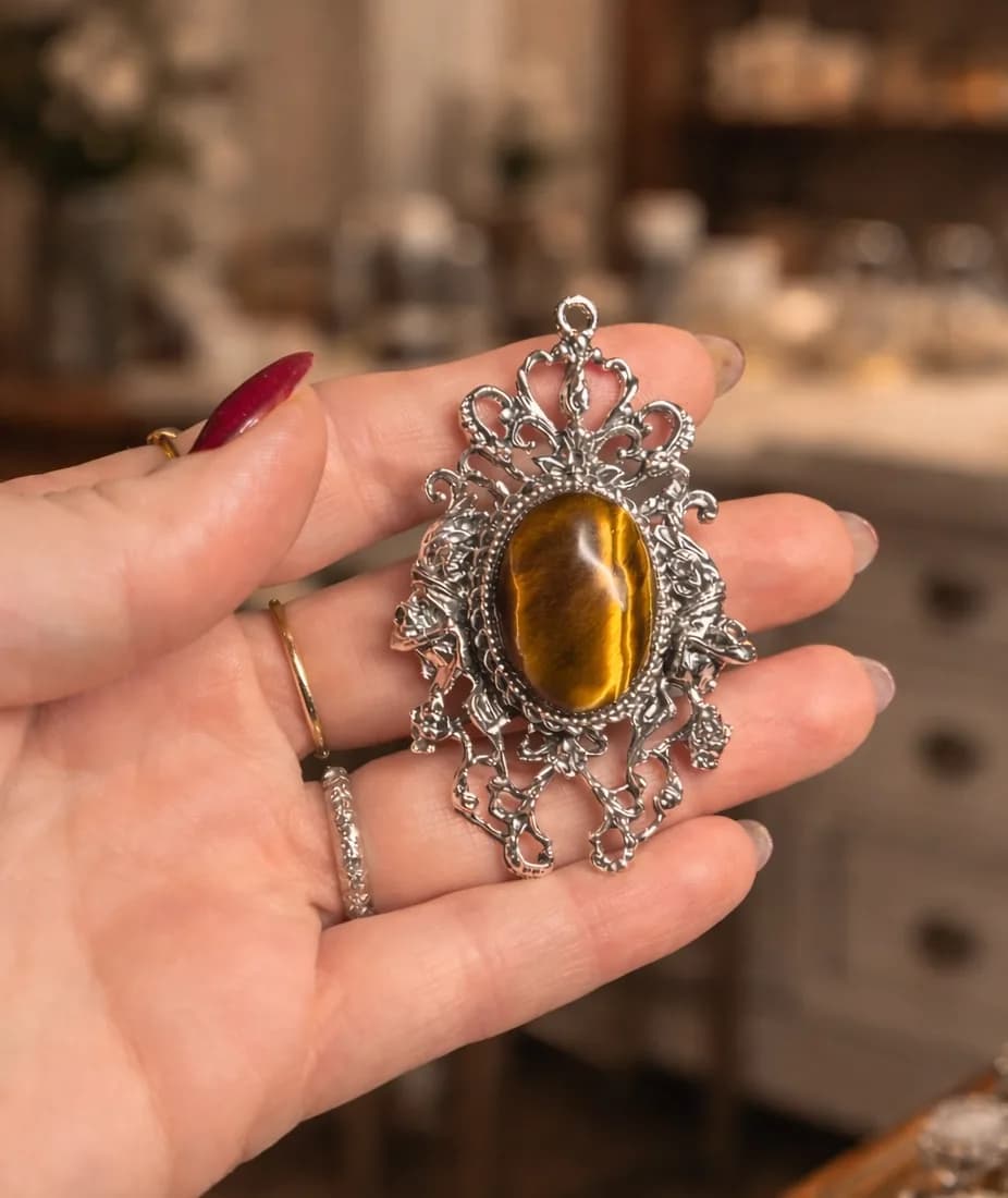 Broche Œil de Tigre - Élégance vintage & énergie naturelle