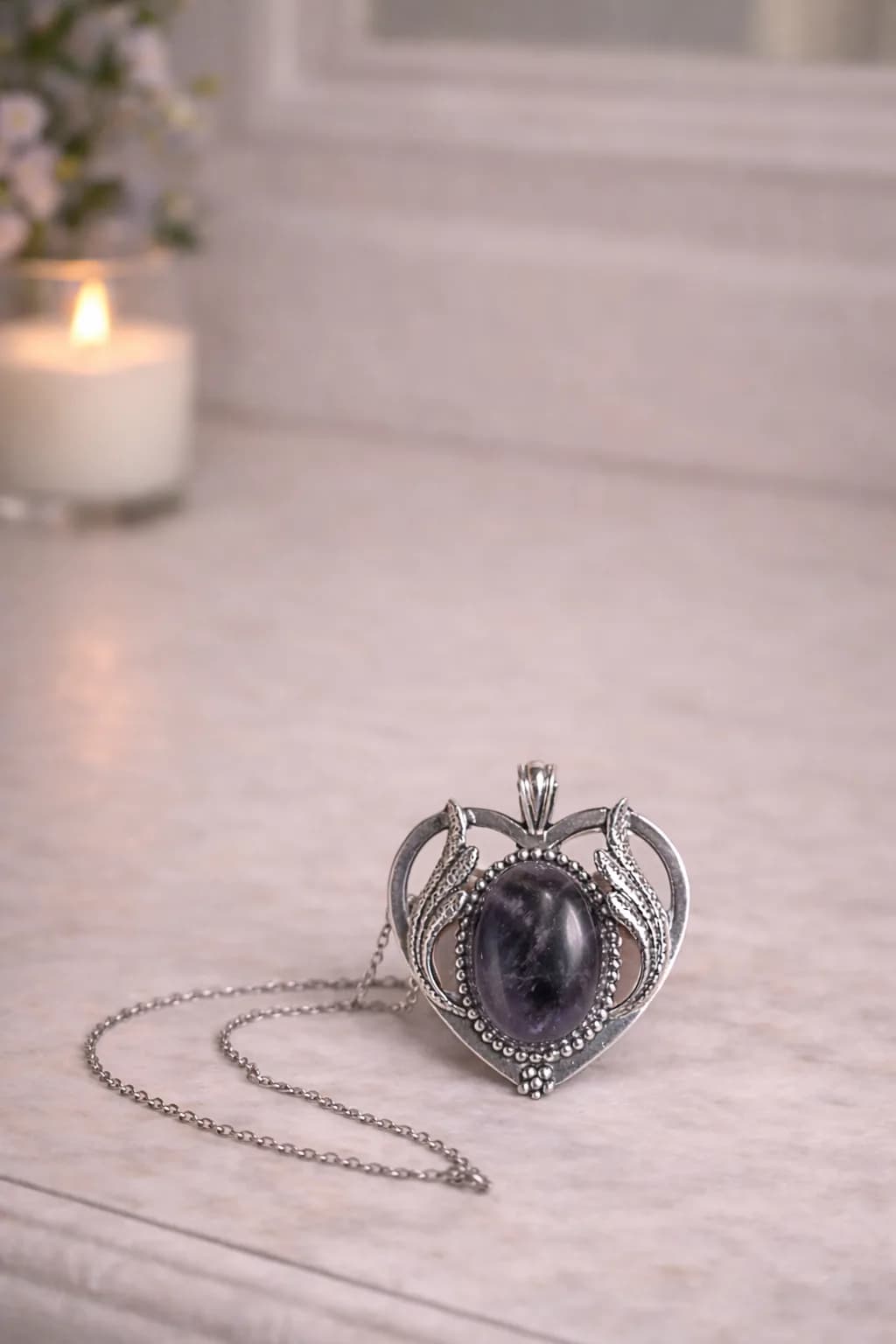 Collier Cœur Améthyste – Sérénité et Élégance