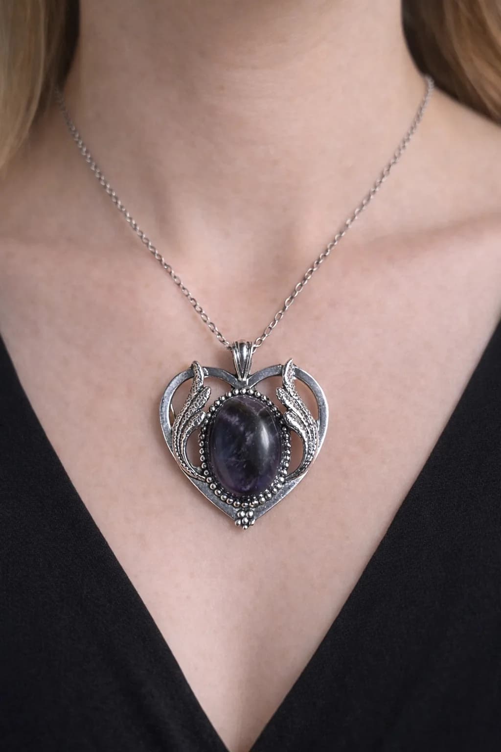 Collier Cœur Améthyste – Sérénité et Élégance