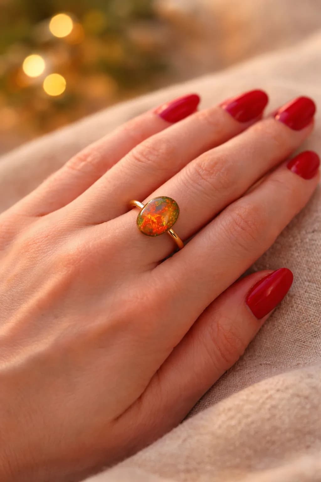 Bague Opale de Feu d’Éthiopie – Pierre Naturelle