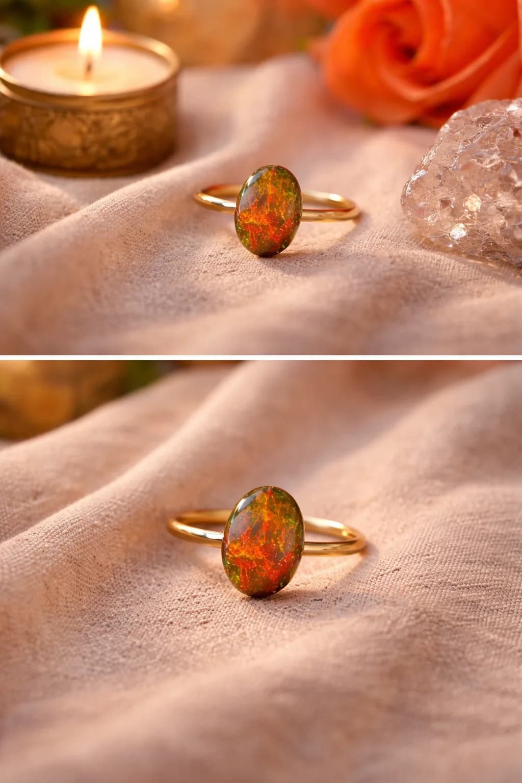 Bague Opale de Feu d’Éthiopie – Pierre Naturelle