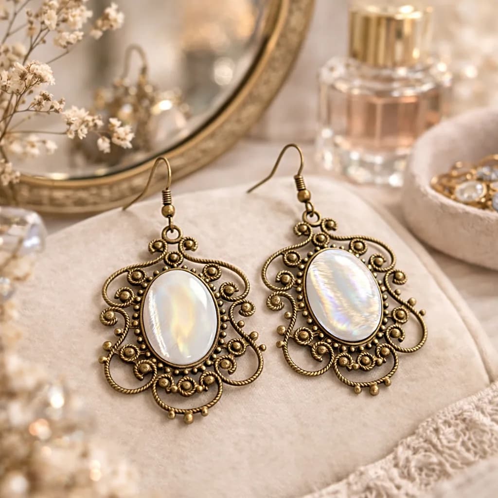 Boucles d’oreilles pendantes baroques en nacre