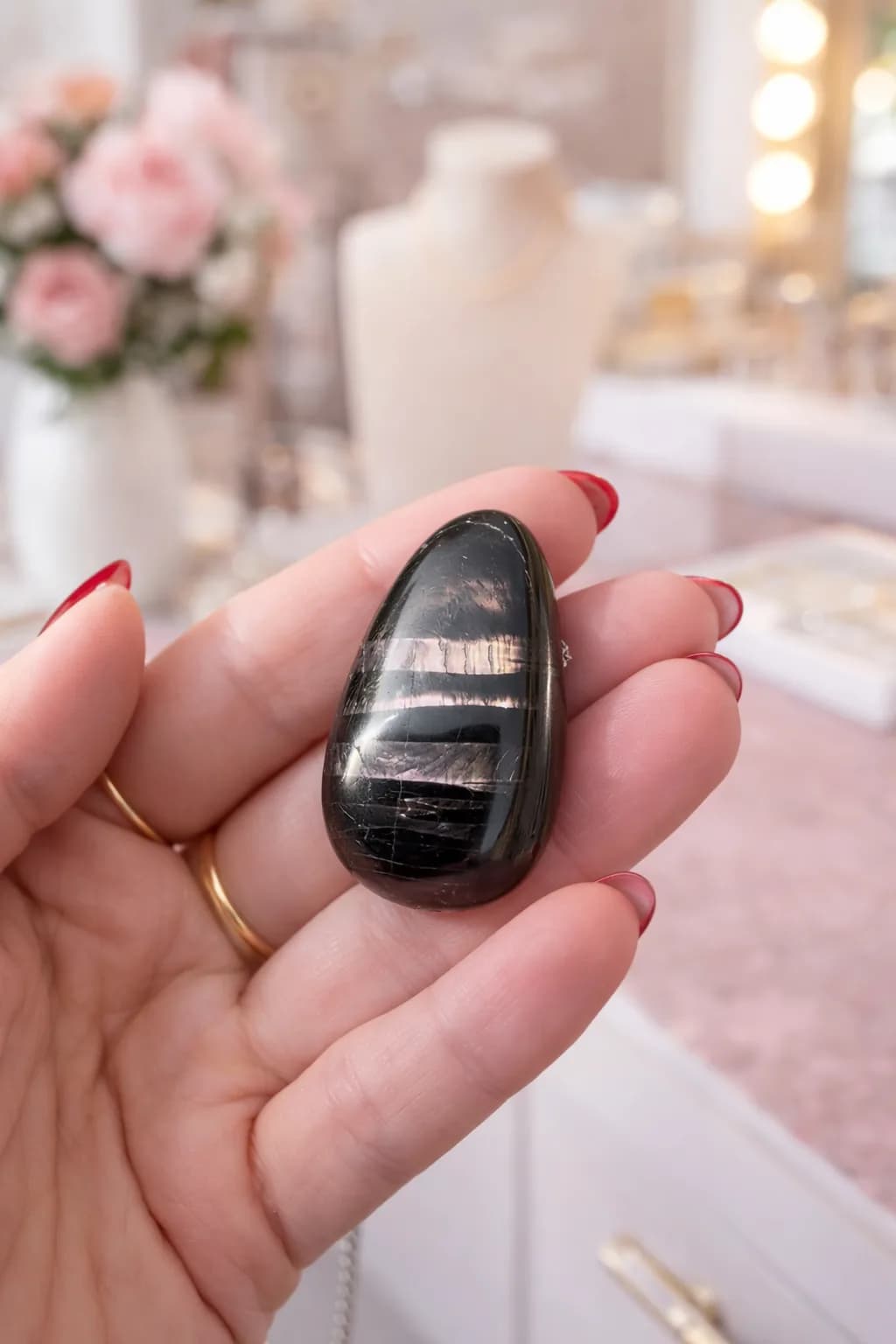 Collier en Hypersthène – Pierre irisée naturelle