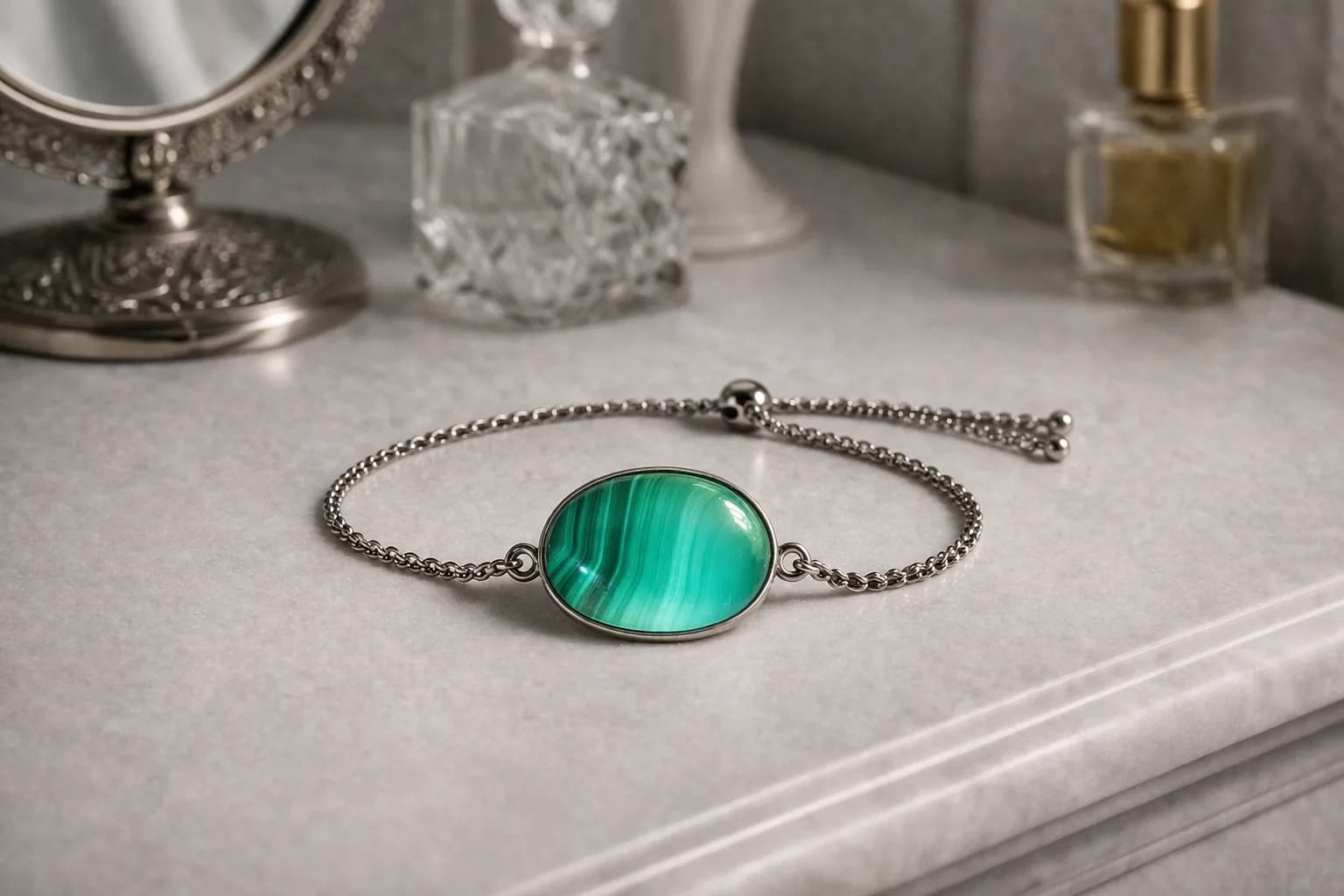 Bracelet en malachite naturelle – Élégance intense