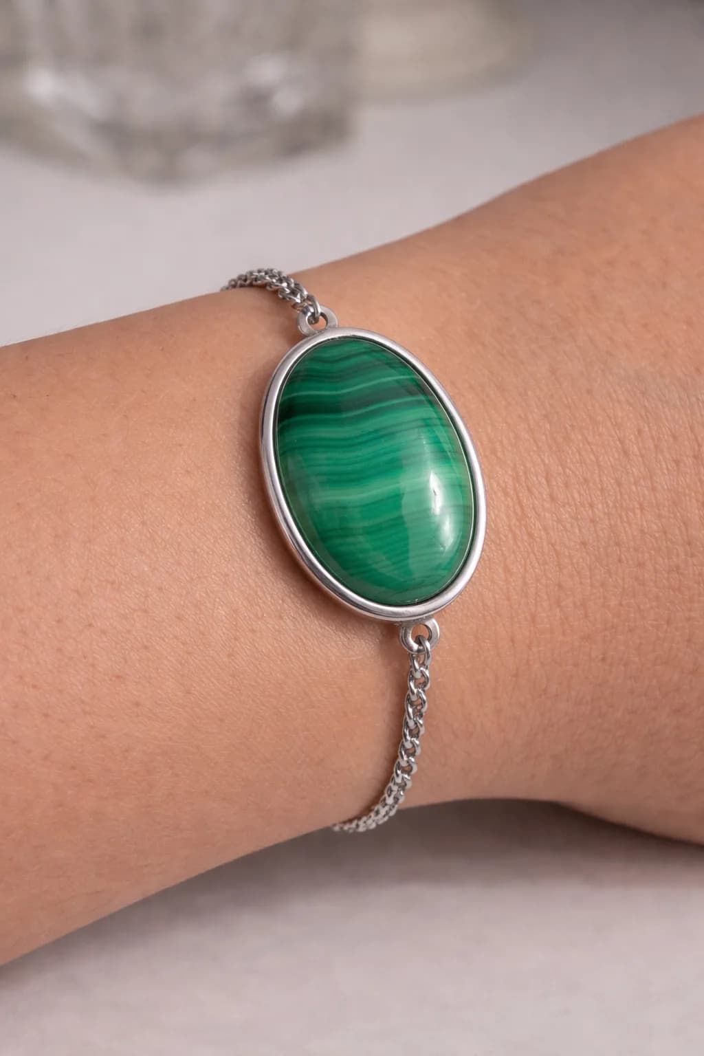 Bracelet en malachite naturelle – Élégance intense