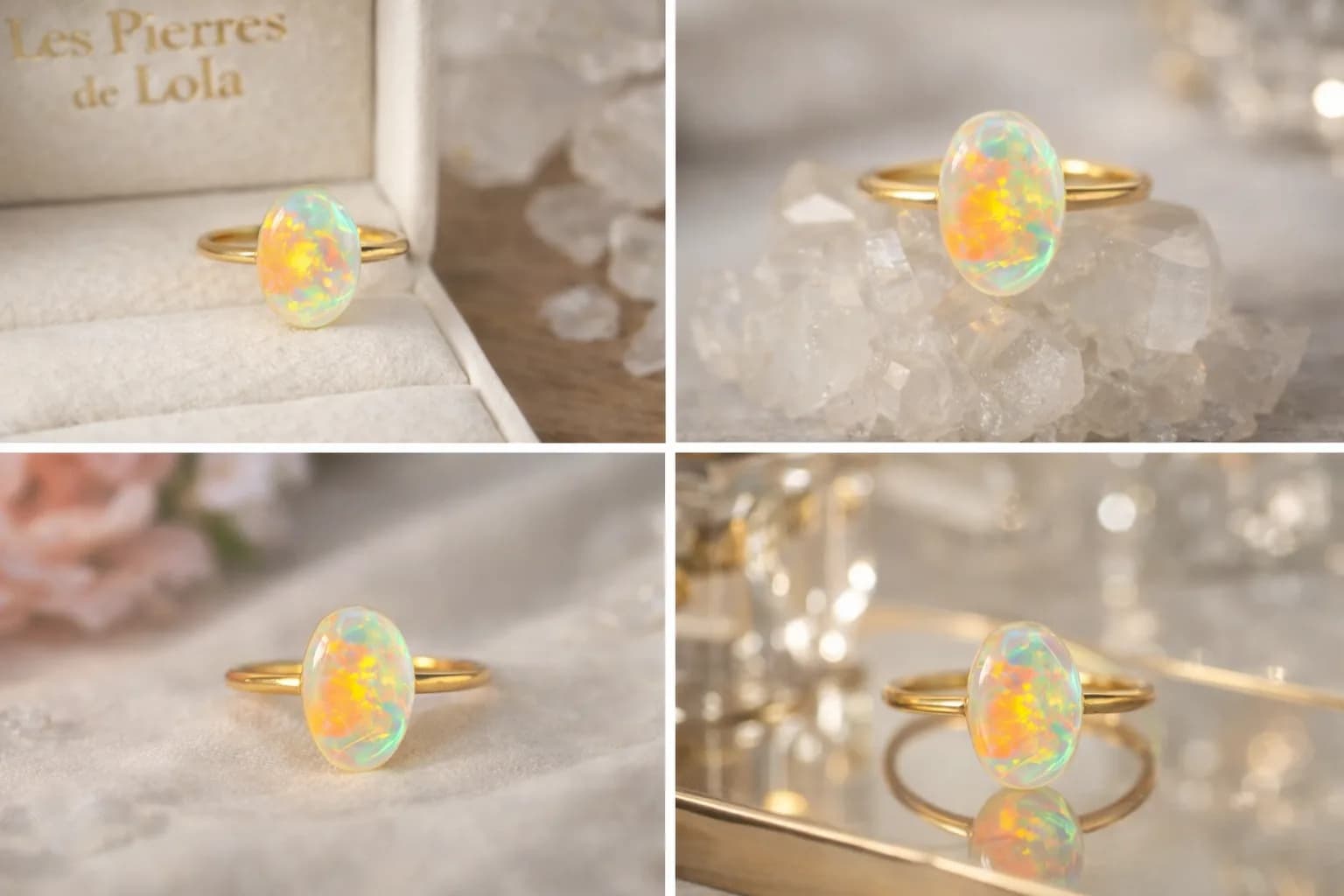 Éclat d’Opale – Bague d’Éthiopie aux reflets de feu ajustable