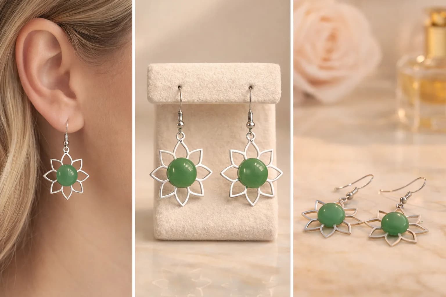 Éveil de la Nature – Boucles Fleur en Aventurine