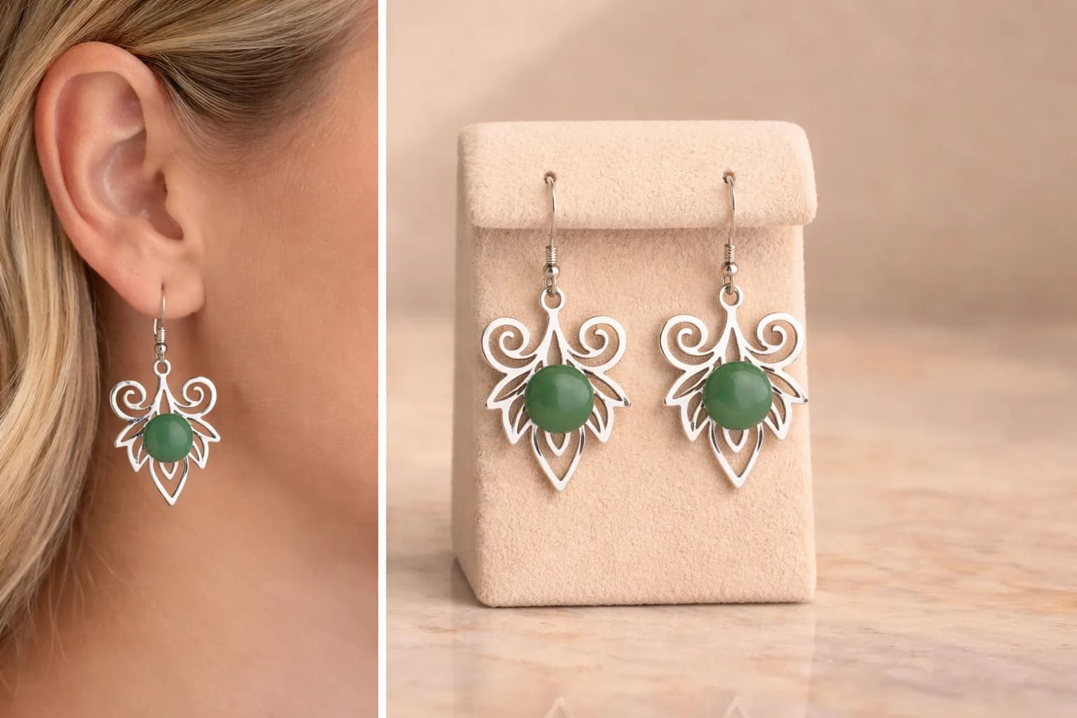 Éclat de Nature – Boucles d’Oreilles en Aventurine
