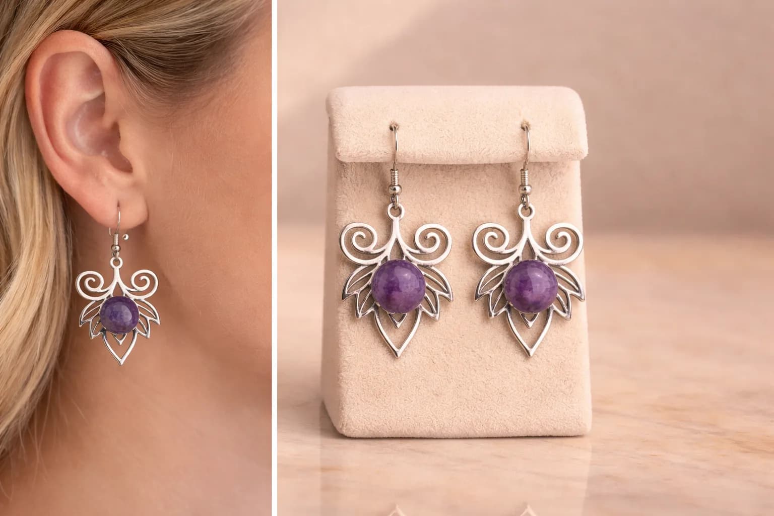 Aura Mystique – Boucles d’Oreilles en Améthyste