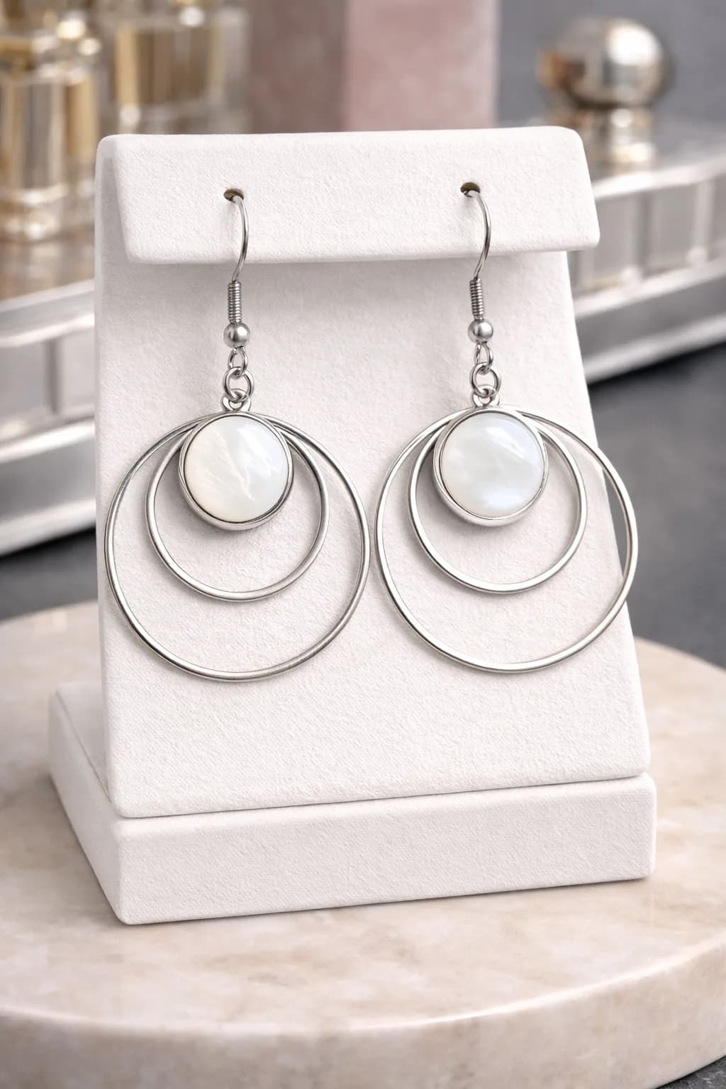 Créoles Double Anneau & Nacre