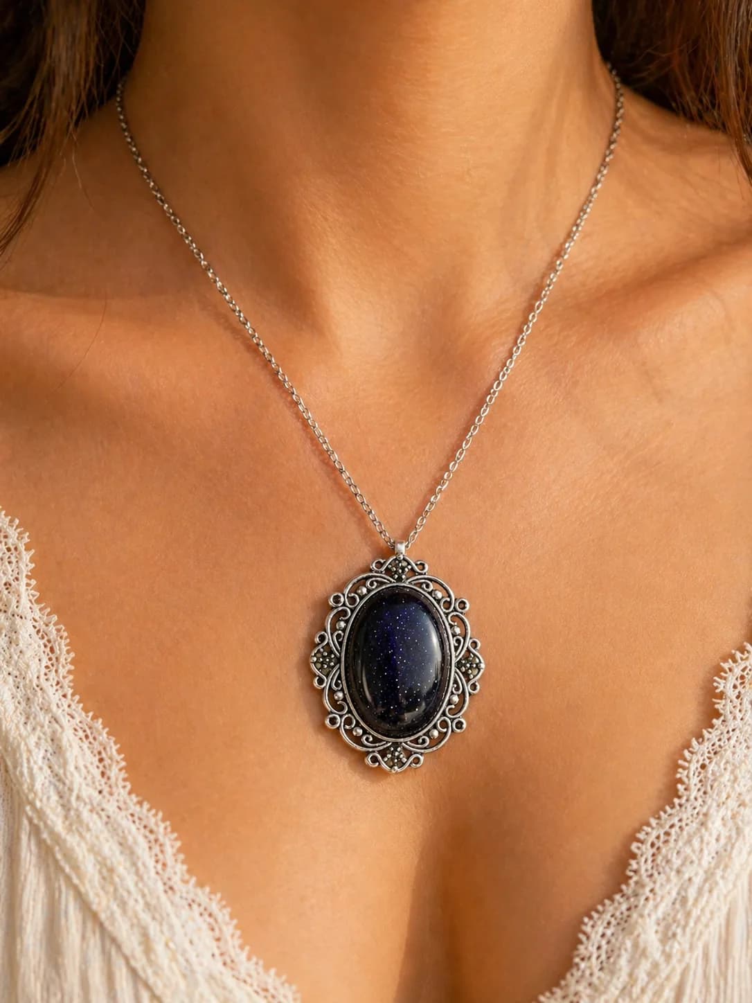 Collier Goldstone Blue - Nuit Étoilée