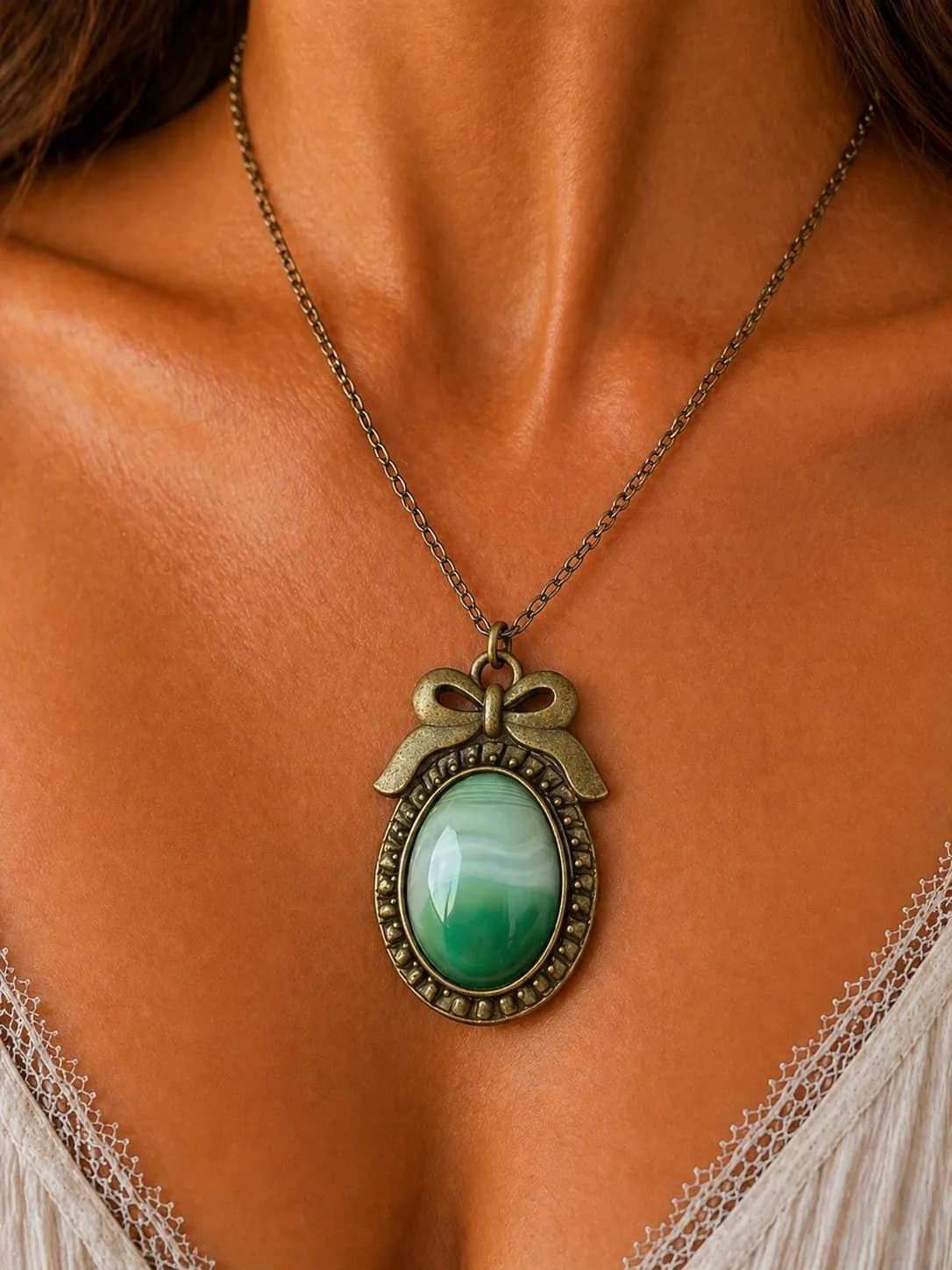 Collier Agate Verte Dégradée
