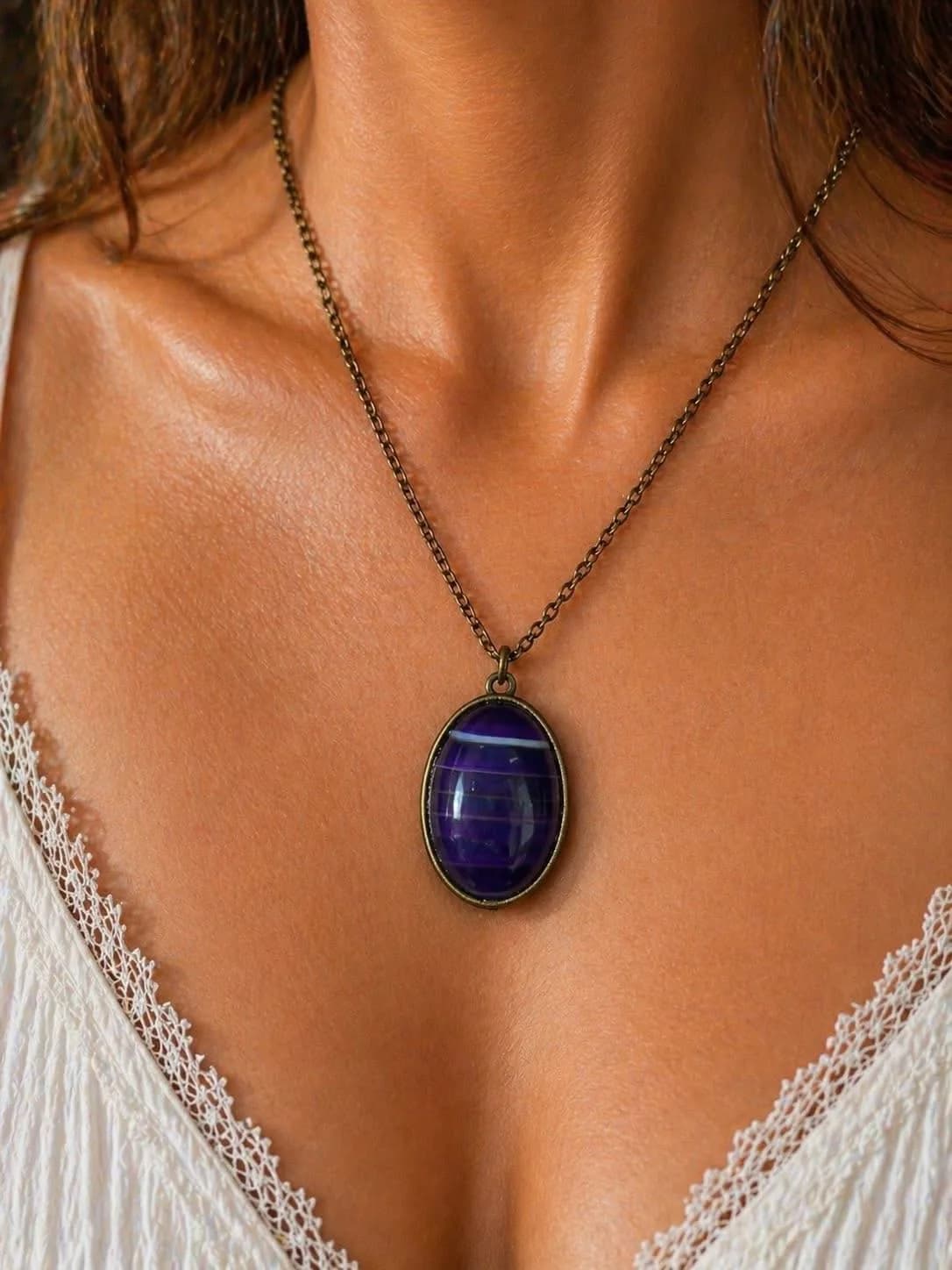 ✨ Collier Agate Violette – Élégance naturelle ✨