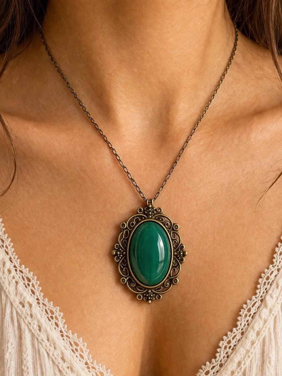 ✨ Collier Agate Verte – Harmonie & Élégance naturelle ✨