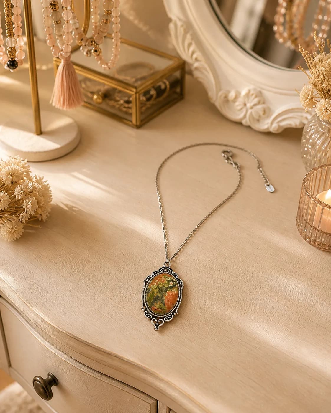 Collier Unakite – Harmonie & Élégance naturelle