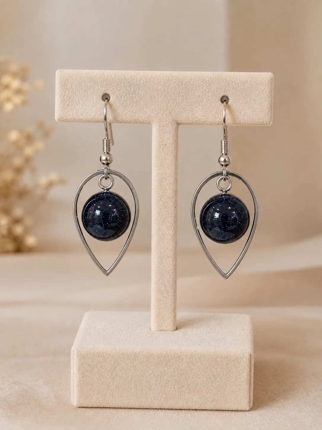 Boucles d’oreilles Goldstone Blue – acier inoxydable