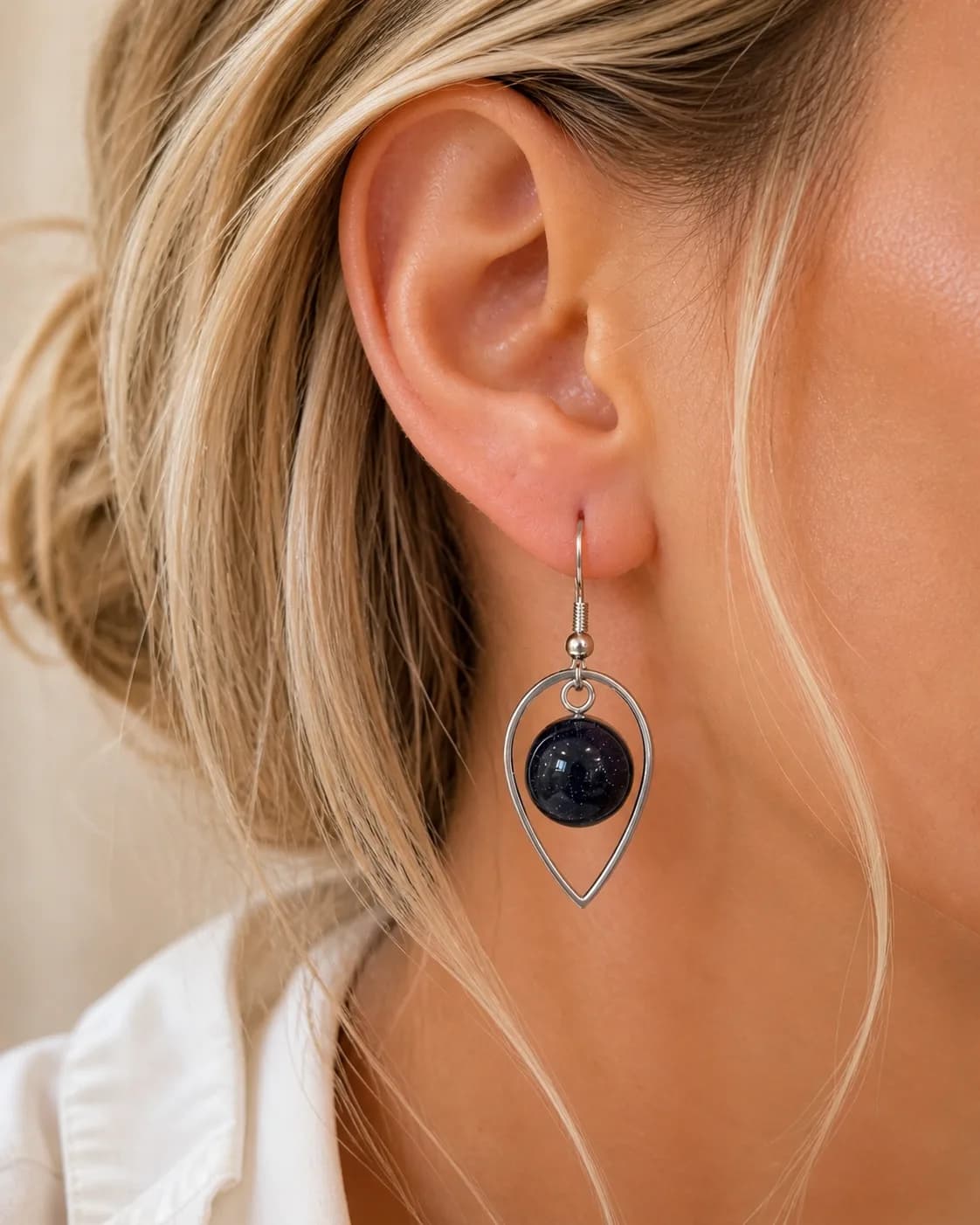 Boucles d’oreilles Goldstone Blue – acier inoxydable