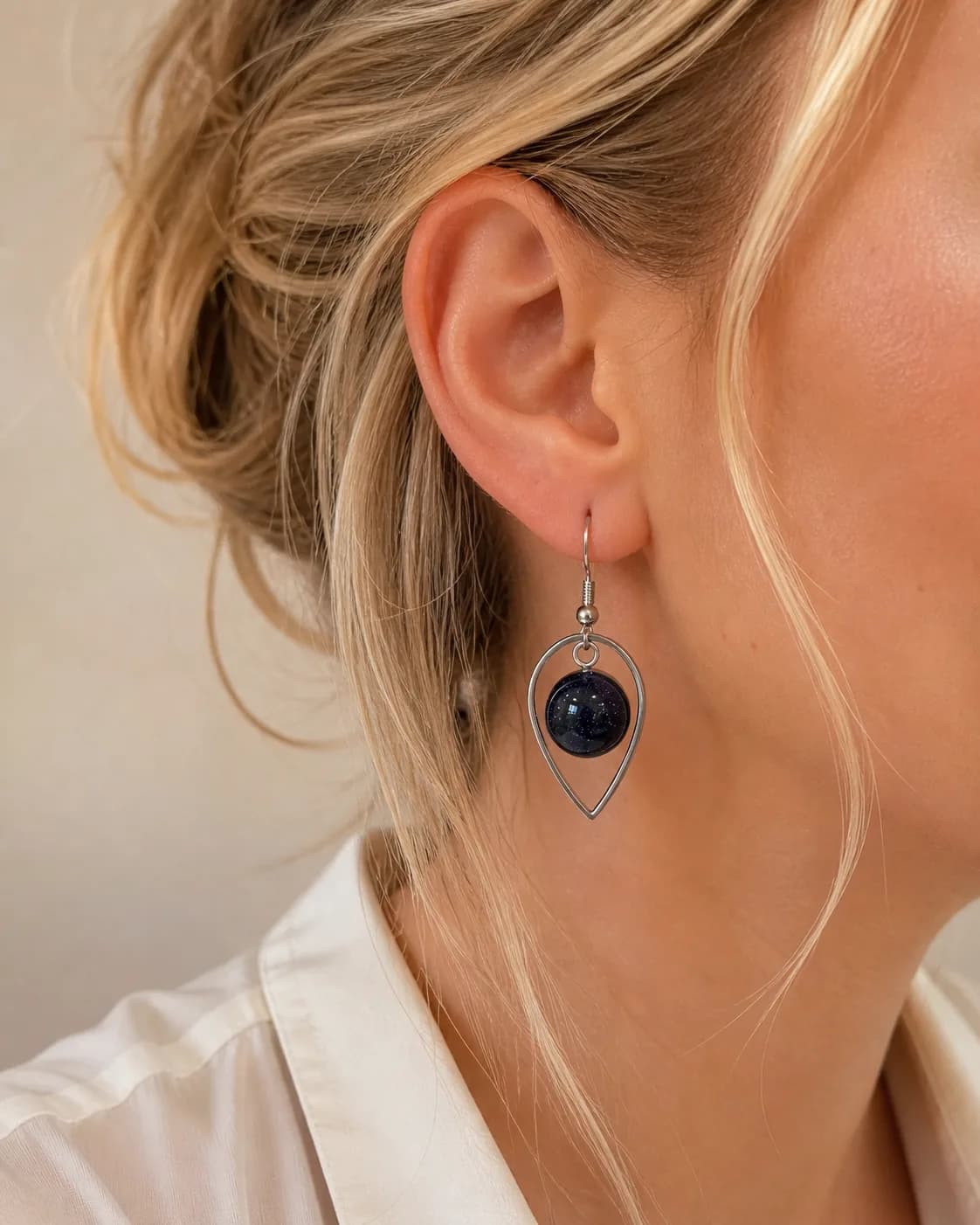 Boucles d’oreilles Goldstone Blue – acier inoxydable