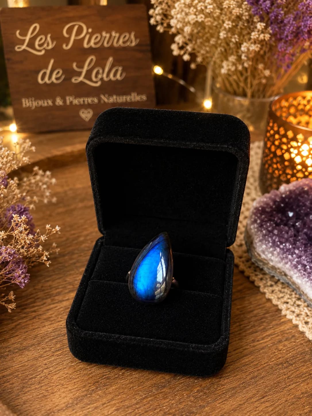 Bague Labradorite Bleue – reflets profonds et lumière mystique