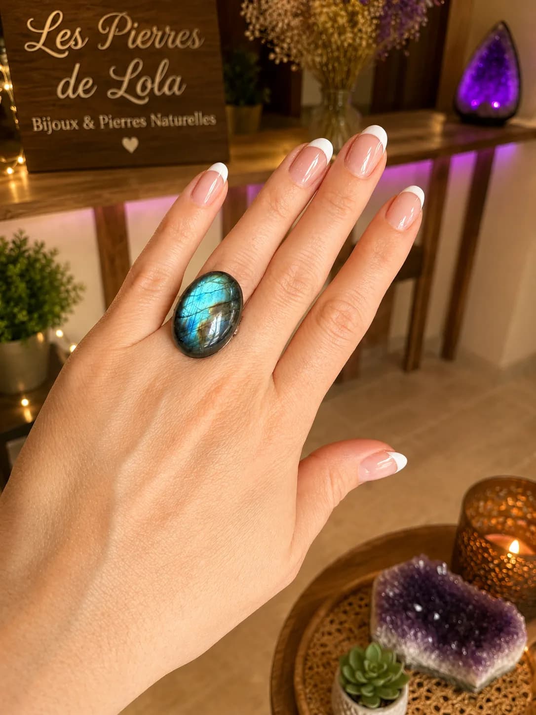 Bague Labradorite Bleue – éclat mystique et reflets fascinants