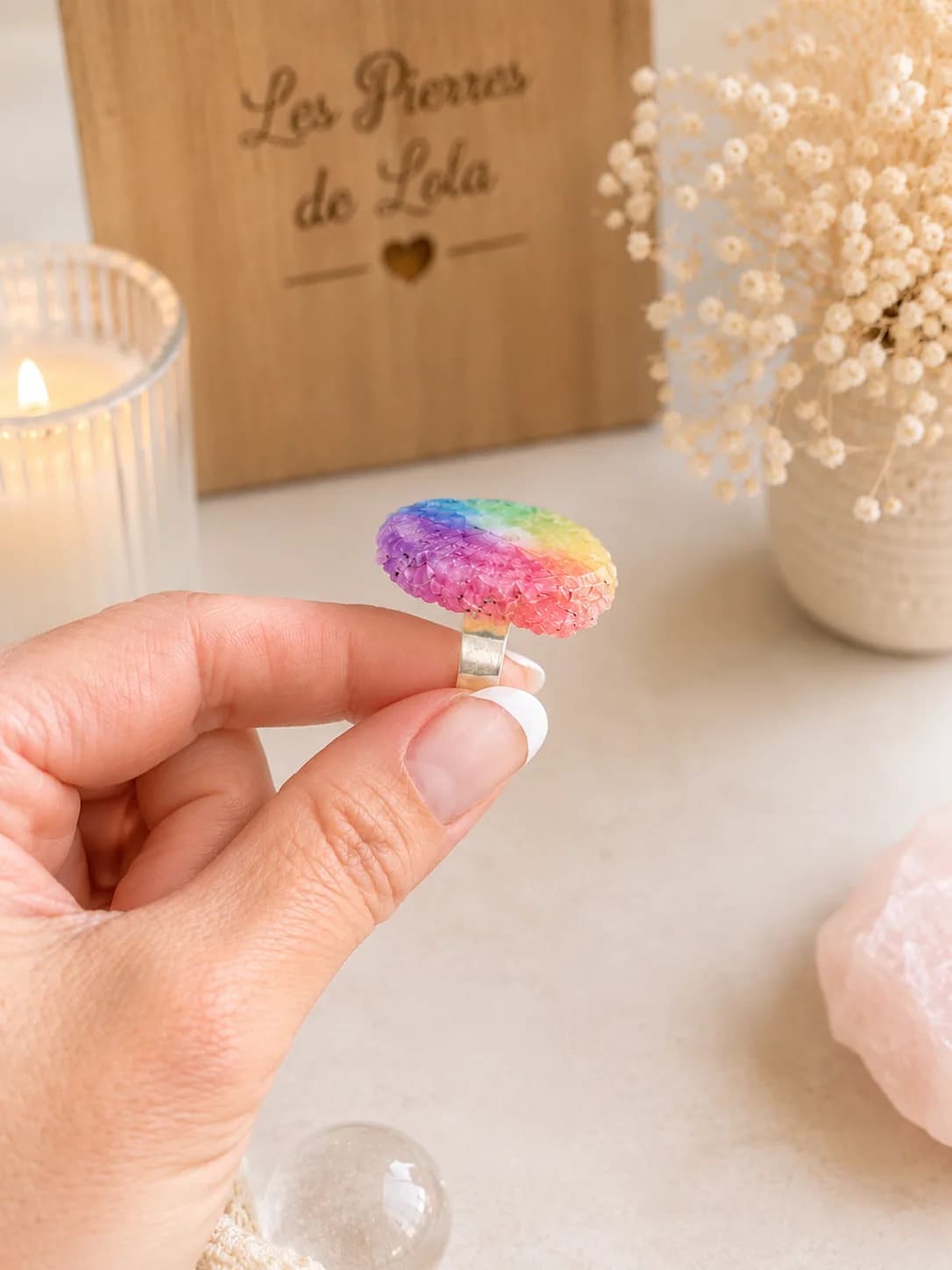 Bague Quartz Solaire Arc-en-ciel – esprit été & couleurs lumineuses