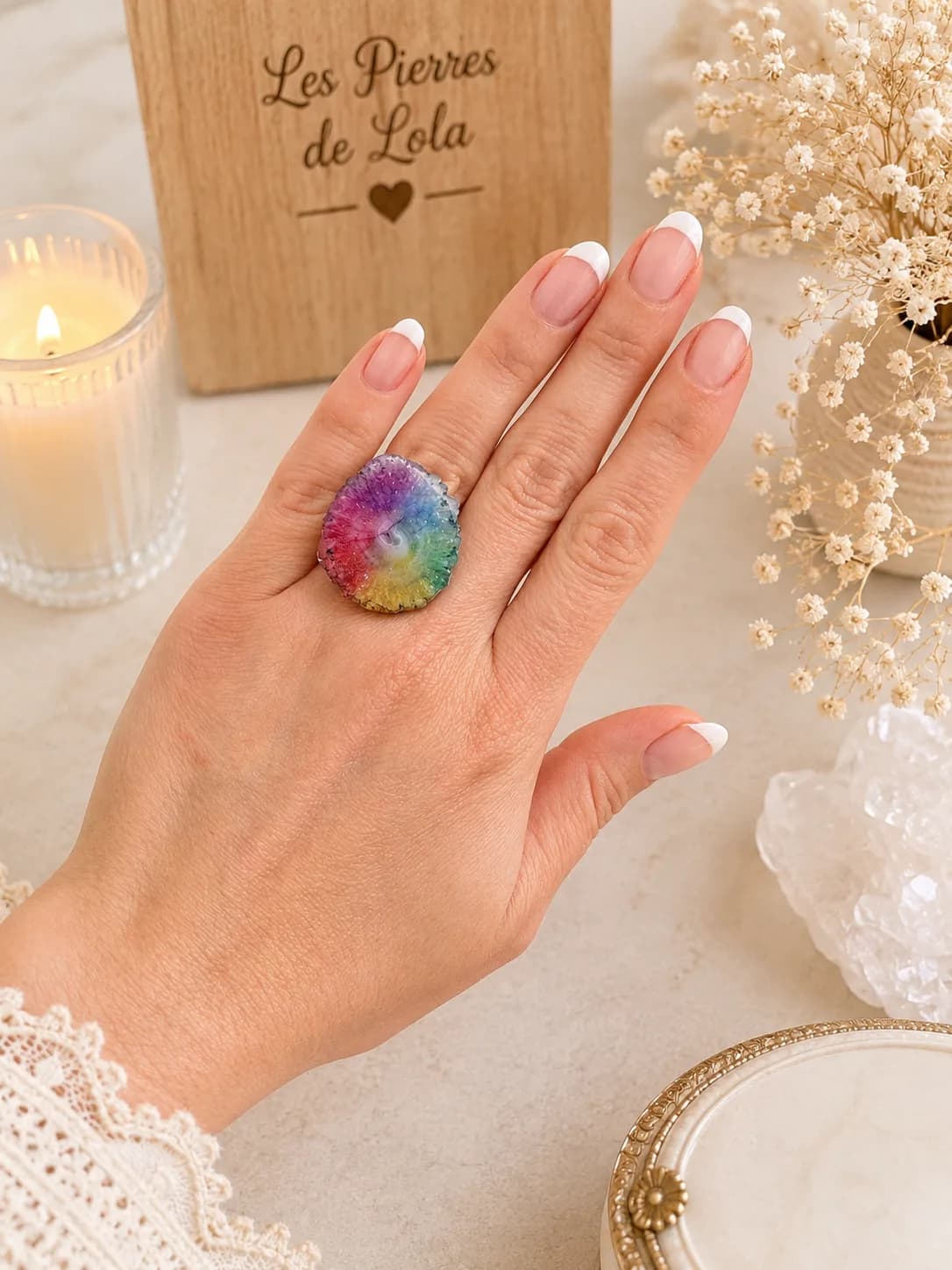 Bague Quartz Solaire Arc-en-ciel – esprit été & couleurs lumineuses