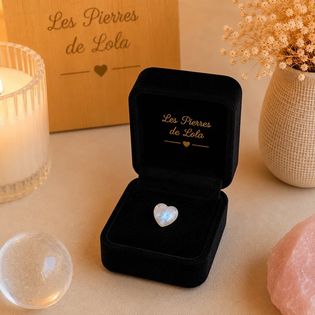 Petite Bague Cœur Pierre de Lune – douceur & reflets célestes