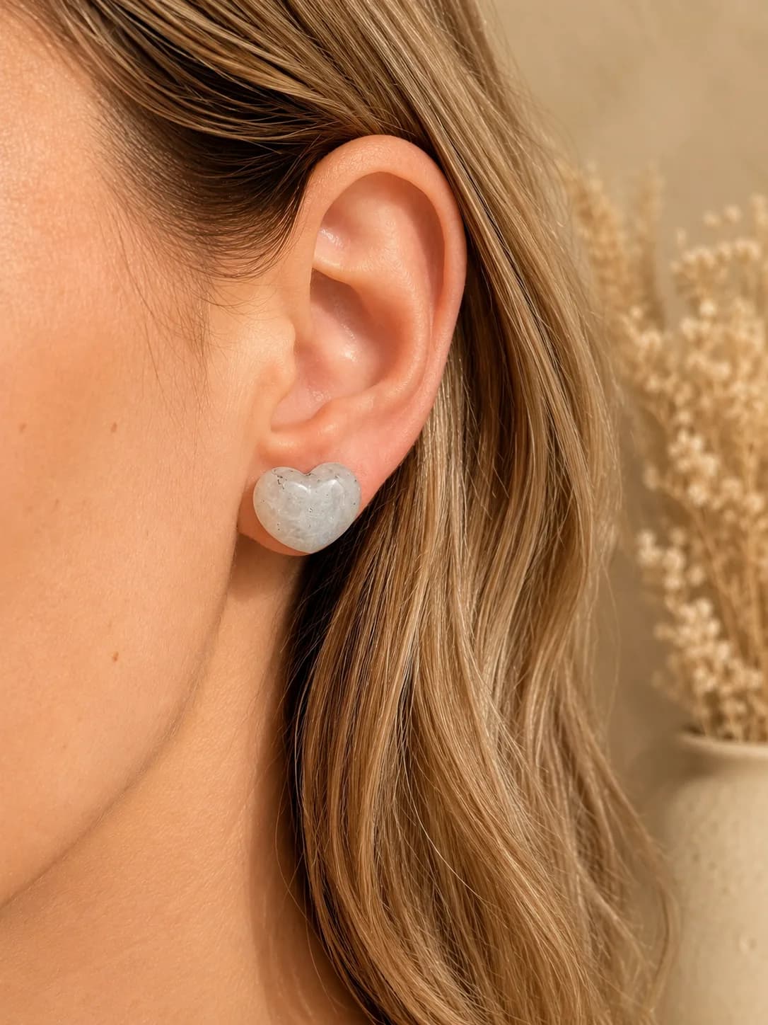 Boucles d’oreilles cœur – Pierre de lune naturelle