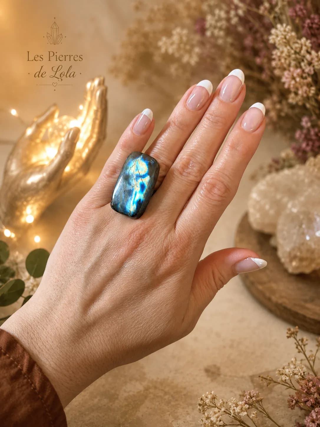 Bague Labradorite Bleue – Pièce imposante et lumineuse